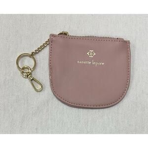 Nanette Lepore Card Case Holder Wristlet Wallet Pink Pebbled Leather